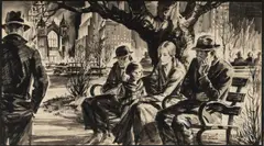 William Charles Graven, Figures on Bench, 1931, gouache