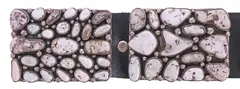 Fred Guerro, likely white buffalo turquoise or wild horse magnesite, Native American silver (content unknown) and white gemstone concho belt