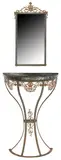 Oscar Bruno Bach, in the manner of Oscar Bruno Bach (German, (lot of 2) Cast iron and patinated metal console table and mirror