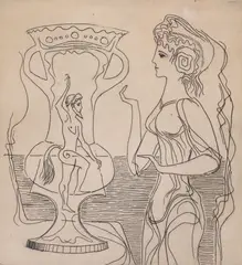 Bror Utter, Etruscan Maiden, etching on paper