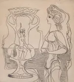 Bror Utter, Etruscan Maiden, etching on paper