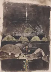 Johnny Friedlaender, Paysage le Soir (Landscape in the Evening), aquatint etching on paper
