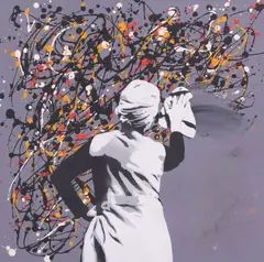 Kunstrasen, Drip Remover, Gallery-wrapped spray paint and acrylic on canvas
