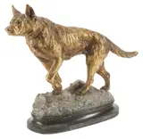 Prosper Lecourtier, Dog on Point, Patinated and gilt-bronze sculpture