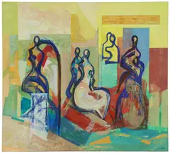 Arpad Kovacs, Statue in Parc, oil and graphite on canvas