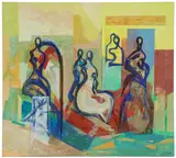 Arpad Kovacs, Statue in Parc, oil and graphite on canvas