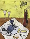 Graham Harmon, Still Life with Blue Crab, mixed media on paper