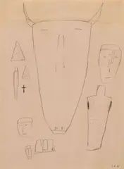 James Brown, Horned Figure, pencil on paper drawing