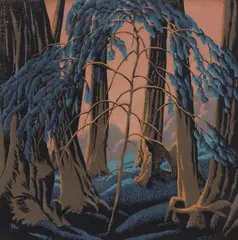Gustave Baumann, Redwood, 1991, woodblock print in colors on paper