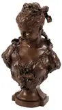 Louis Auguste Moreau, Young Beauty, Large patinated spelter figural bust