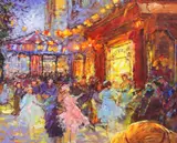 Gerard Valtier, Au Petit Bistrot, oil on canvas laid on board