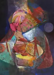 Lorraine Hayes, by Lorraine Hayes (Texas, mixed media painting on paper mounted to canvas