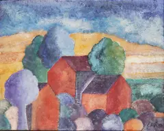 Simon Avissar, Village Landscape, oil on canvas