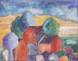 Simon Avissar, Village Landscape, oil on canvas