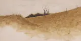 Walt Lyte, Barren Countryside Landscape, watercolor painting on paper