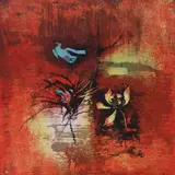 Hoi Lebadang, Abstract Composition with Flower and Bird, lithograph in colors on paper