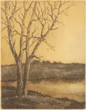Leila Rebecca Dunham Blair, Winter Sky, sepia-toned etching on paper