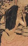 Willem Key, Woman at a Vanity Mirror, torn paper collage