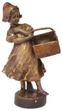 Friedrich Goldscheider, Young Dutch Girl with Basket, Cast terracotta figural sculpture