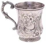Roger Sherman Baldwin Foster, Roger Sherman Baldwin Foster April 21st, 1857, 1857, American silver (content unknown) christening cup/ mug