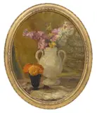 Louis Joseph Prat, Still Life with Vases Flowers, oil on canvas