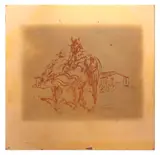 Howard Joseph Brodie, Cowboy Leading His Horse, Intaglio printmaking copper plate