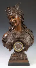 Arthur Waagen, Time is Money, Patinated metal figural mantel clock