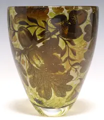 Jonathan Harris, Autumn, Contemporary studio cameo art glass "Autumn" vase
