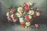 Mario Salimbeni, Still Life with Vase of Roses, oil on canvas