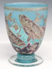 Jonathan Harris, silver cameo 'trial,', Contemporary studio art glass pedestal vase
