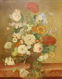 Franz Xaver Pieler, Vase of Flowers on a Ledge, oil on canvas