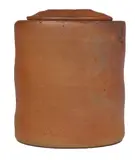 Byron Temple, impressed marks, Contemporary studio art pottery jar and cover with applied bamboo handle