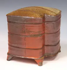 Randy Johnston, impressed mark RJ (Randy J. Johnston, Contemporary studio art pottery triple stacking box and cover