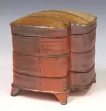 Randy Johnston, impressed mark RJ (Randy J. Johnston, Contemporary studio art pottery triple stacking box and cover