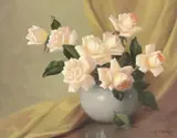 Aubrey Dale Greer, Still Life with Vase of Pink Roses