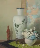 Aubrey Dale Greer, Still Life with Chinese Vase and Bowl