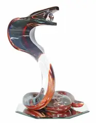 Dino Rosin, Striking Cobra, Large Murano art glass sculpture