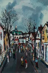 Sol Wilson, Town Hall from Bradford Street, Provincetown, Mixed media on paper