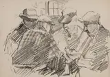 Abraham Bogdanove, Fisherman at Cribbage, Pencil on paper