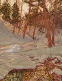 Walter Launt Palmer, Snowy Brook, Mixed media
