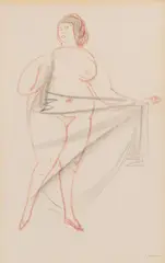 Nude in Drapes by Gaston Lachaise, Conte crayon and charcoal on paper, sold Aug 2026