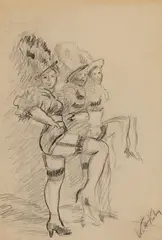 Walt Kuhn, Kick Line, Pencil on paper