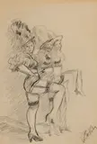 Walt Kuhn, Kick Line, Pencil on paper