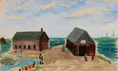 Antonio Mattei, Quiet Cove, 1948, Tempera on paper