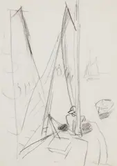William Zorach, Sailboat, c. 1917, Pencil on paper
