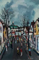 Sol Wilson, Town Hall from Bradford Street, Provincetown, Mixed media on paper