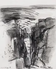 Elena Jahn, "Notch.2" Monhegan, Charcoal on paper