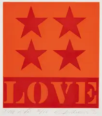 First Love by Robert Indiana, 1991, Aquatint in colors on wove paper, sold Apr 2026