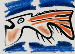 Eric Hopkins, Red-Striped Breast Fish, 1984, Mixed media on paper