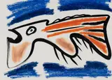 Eric Hopkins, Red-Striped Breast Fish, 1984, Mixed media on paper